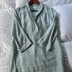 Poetry Fashion 100% Linen Tunic in pale green US size 6